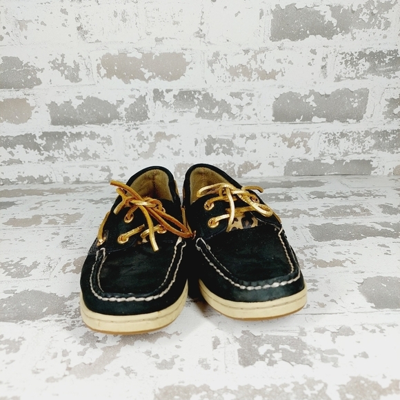 Sperry Topsider Women’s Black Leopard Angelfish Boat Shoes Flat Loafers D292 - Picture 3 of 8